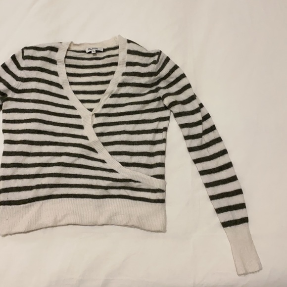 MADEWELL Stripped V-Neck Sweater - Picture 2 of 5
